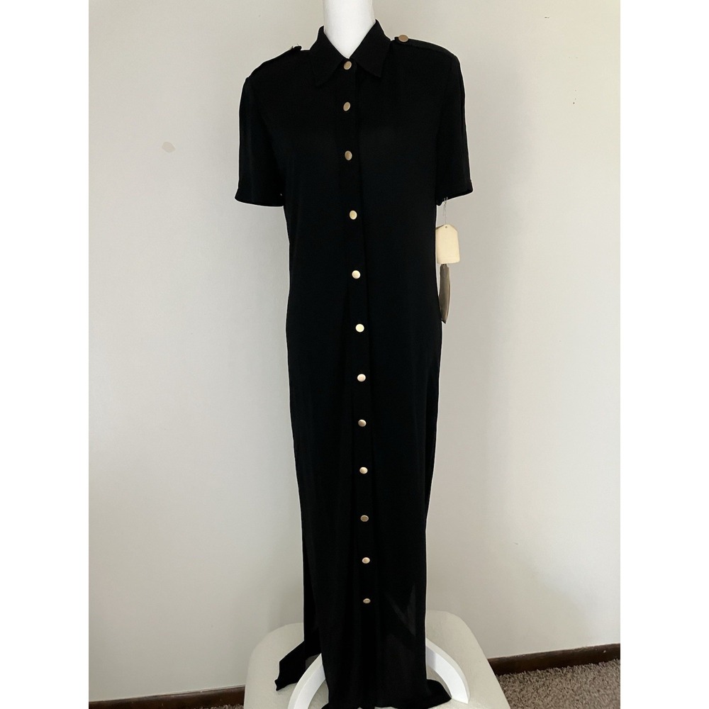 Vintage NWT Maggy London Button Front Short Sleeve Maxi Women's Sz 10 - Picture 2 of 10